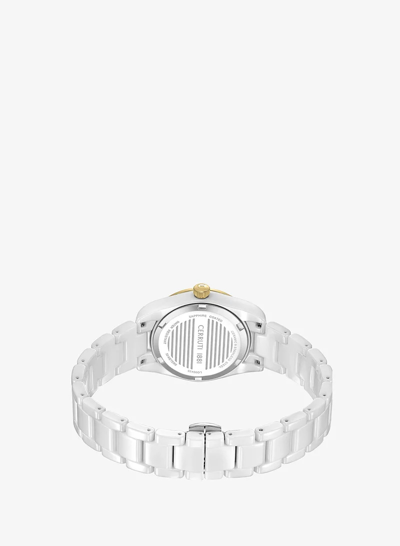 CERRUTI 1881  Alessandari White Mother-of-pearl Analog Watch For Women, 37mm for Women | Best Price UAE
