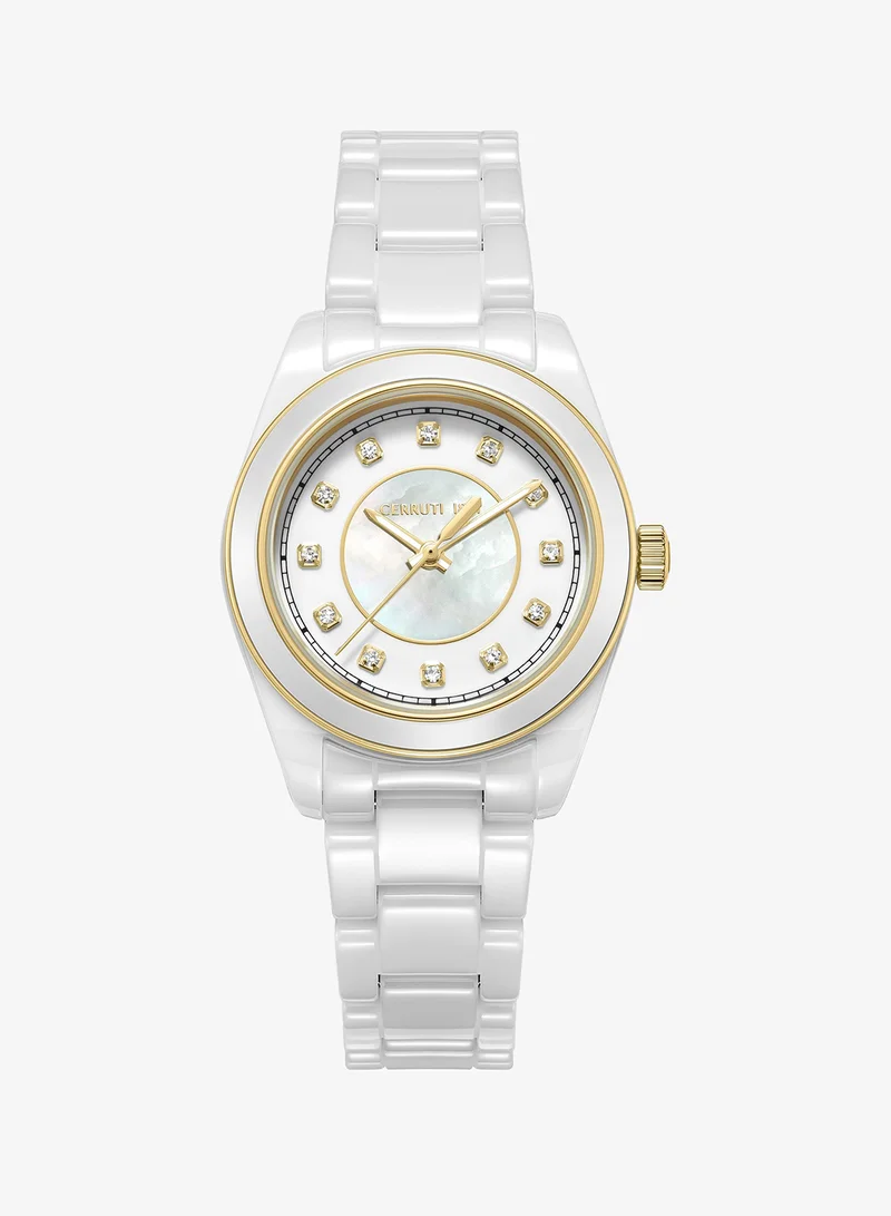 Alessandari White Mother-of-pearl Analog Watch For Women, 37mm