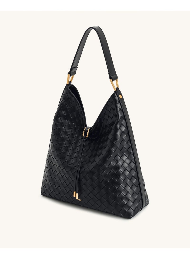 جي دبليو بي حقيبة توت JW PEI ذات سعة كبيرة، حقيبة كتف عابرة بتصميم أريا المنسوج - لون أسود منسوج - Image 3