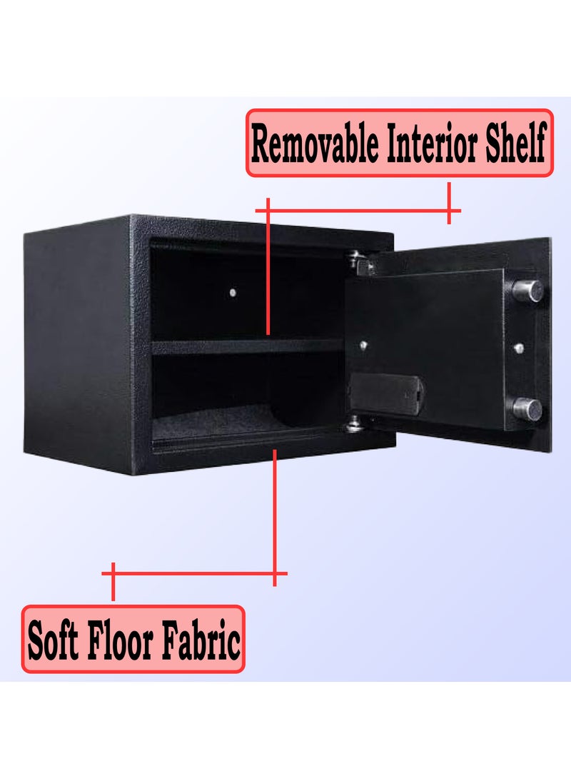 ماماتونس صندوق أمان بحجم A4 للمستندات، صندوق نقود من الفولاذ مزود بلوحة مفاتيح رقمية وقفل مفتاح، خزانة أمان للنقود والمجوهرات وجوازات السفر والمستندات والمنزل والمكتب مقاس 35x25x25 سم (أسود) - Image 2