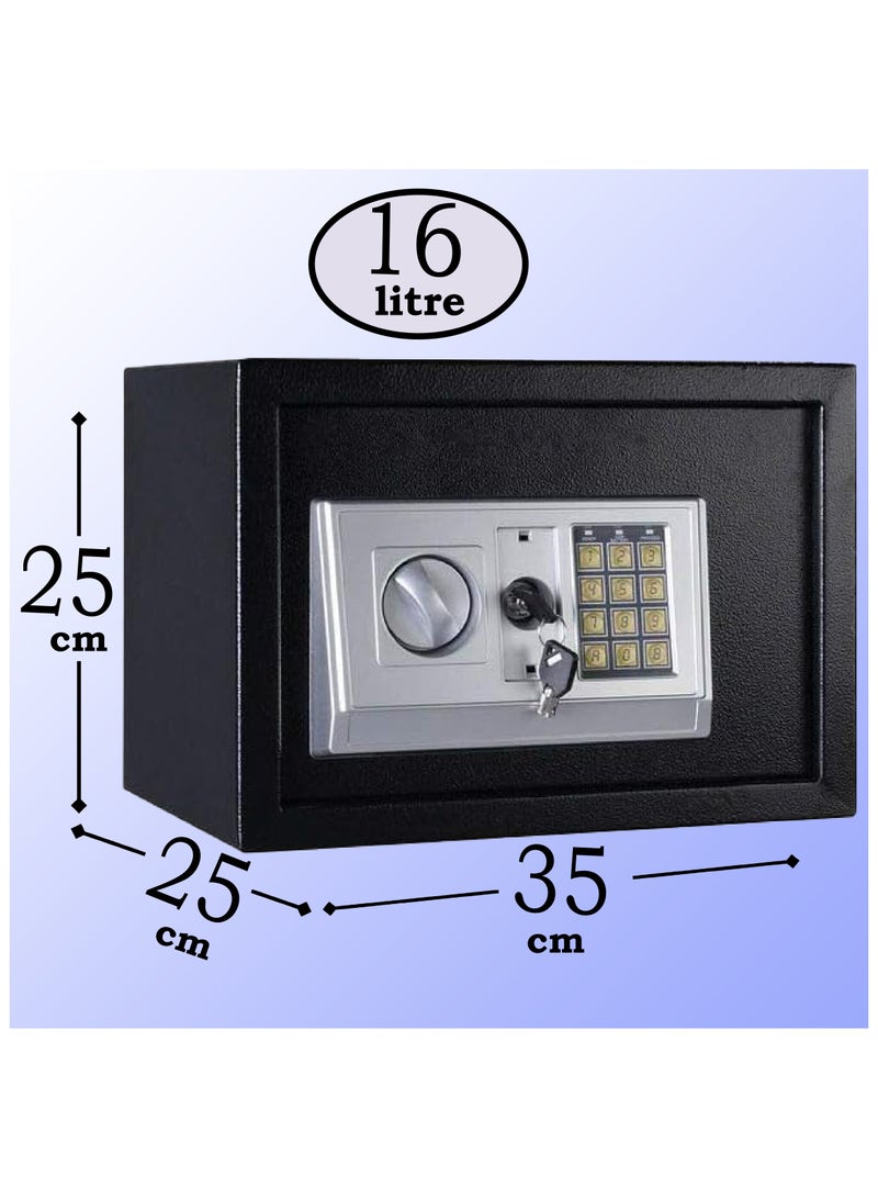ماماتونس صندوق أمان بحجم A4 للمستندات، صندوق نقود من الفولاذ مزود بلوحة مفاتيح رقمية وقفل مفتاح، خزانة أمان للنقود والمجوهرات وجوازات السفر والمستندات والمنزل والمكتب مقاس 35x25x25 سم (أسود) - Image 3
