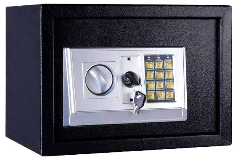 ماماتونس صندوق أمان بحجم A4 للمستندات، صندوق نقود من الفولاذ مزود بلوحة مفاتيح رقمية وقفل مفتاح، خزانة أمان للنقود والمجوهرات وجوازات السفر والمستندات والمنزل والمكتب مقاس 35x25x25 سم (أسود) - Image 1