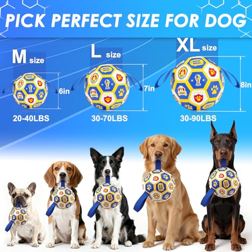 Vivifying Dog Toys Balls, Interactive World Cup Soccer Ball for Small Medium Dogs, Durable PU Enrichment Training Toy with Straps for Indoor and Outdoor Tug-of-War & Playing (6 Inches) - Image 2