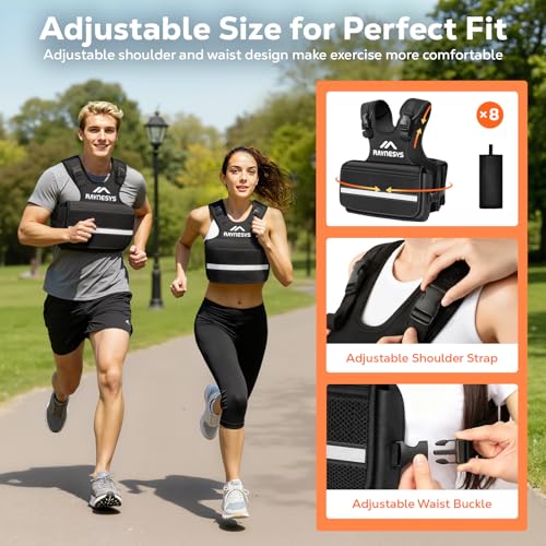 Raynesys Adjustable Weighted Vest for Women, 1-12LBS Weight Vests with Adjustable Shoulder Strap, 8 Ironsand, Large Pocket, Reflective Strip, Weighted Vest Men and Women for Workout, Strength Training - Image 3
