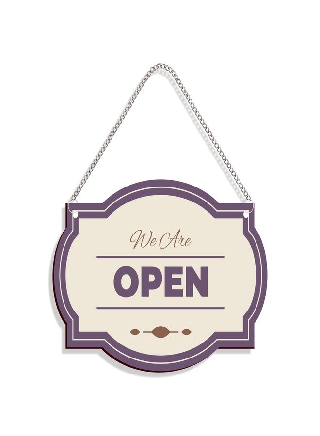 DELWOR Retro Open Closed Sign for Business, Double-Sided Wooden Reversible Open Closed Sign For Shop - Image 2
