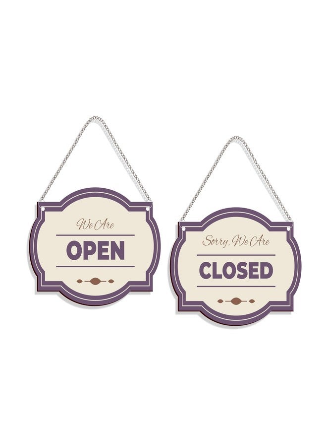 DELWOR Retro Open Closed Sign for Business, Double-Sided Wooden Reversible Open Closed Sign For Shop - Image 1