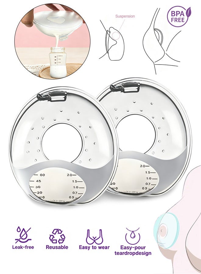 GD Wearable Silicone Breast Shells Milk Collectors for Breastfeeding - Soft Silicone Breast Shell with Scale Mark Reusable Leak‑Proof Milk Catcher or Breastfeeding Mothers - Image 1