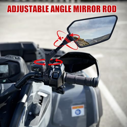Esploratori ATV Mirror, Multi-angle Side Rearview Mirrors for Bike Motorcycle ATV Scooter Cruiser with 8mm 10mm Bolt, 7/8" Handle Bar Mount Clamp Compatible with Suzuki Yamaha Honda Kawasaki Victory and More - Image 3