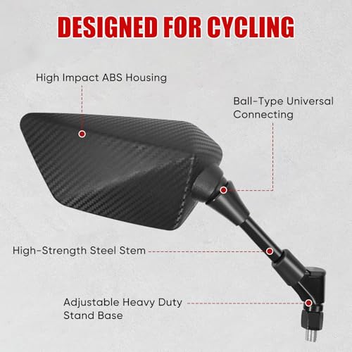 Esploratori ATV Mirror, Multi-angle Side Rearview Mirrors for Bike Motorcycle ATV Scooter Cruiser with 8mm 10mm Bolt, 7/8" Handle Bar Mount Clamp Compatible with Suzuki Yamaha Honda Kawasaki Victory and More - Image 4