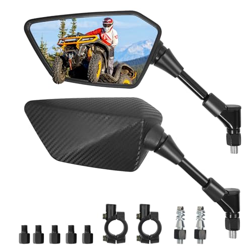 Esploratori ATV Mirror, Multi-angle Side Rearview Mirrors for Bike Motorcycle ATV Scooter Cruiser with 8mm 10mm Bolt, 7/8" Handle Bar Mount Clamp Compatible with Suzuki Yamaha Honda Kawasaki Victory and More - Image 1