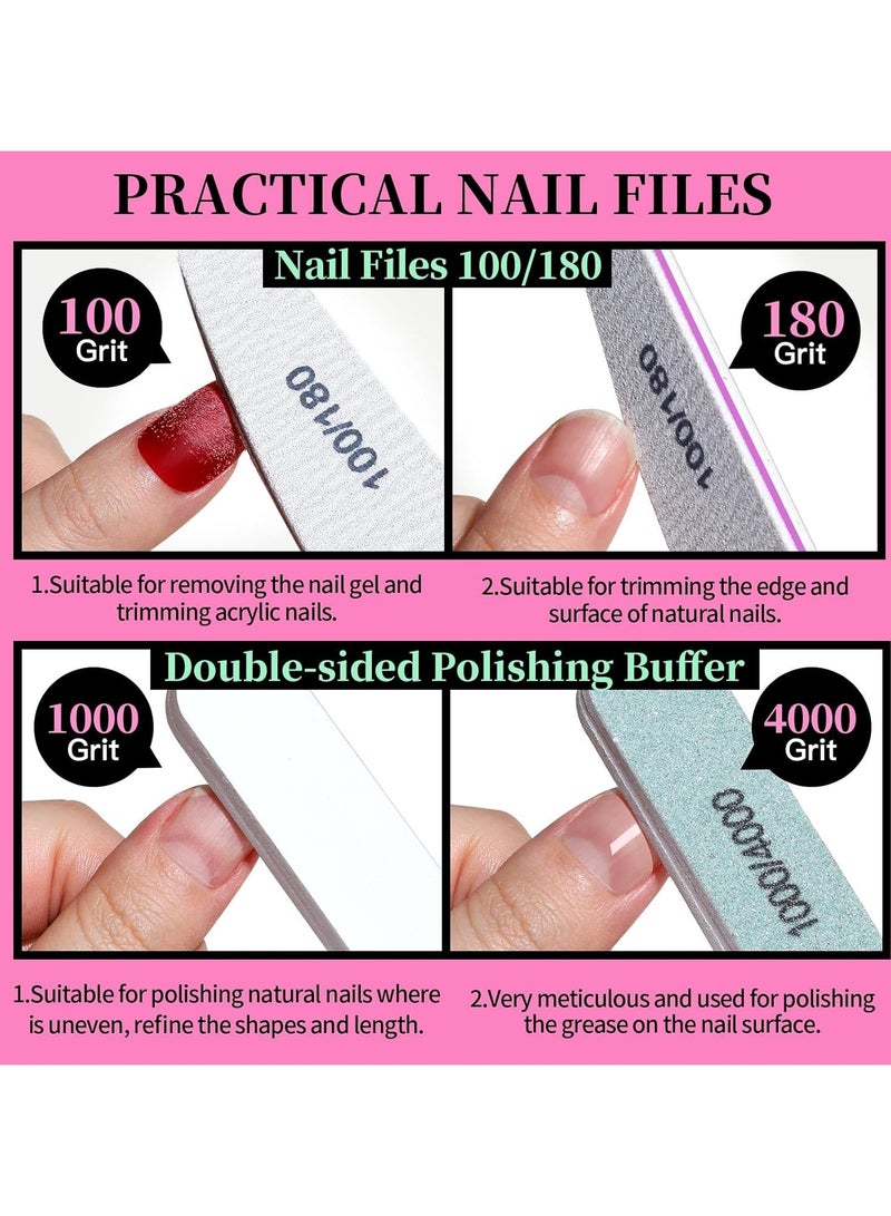 12 Piece Manicure Set, Nail Tools, Files 100/180, Buffer Block, Cuticle Nippers, Pusher, Peeler, Lifter for Ingrown Toenails, Toenail File, Care Kit, Pink. - Image 5
