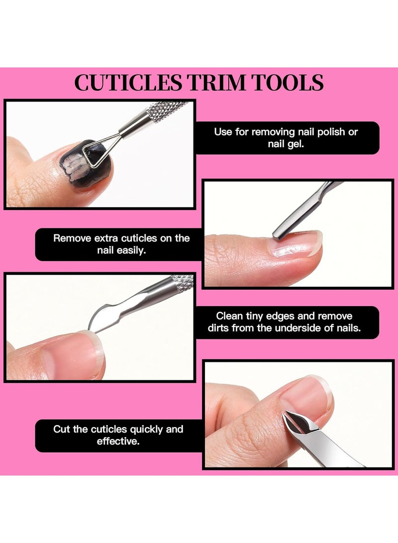 12 Piece Manicure Set, Nail Tools, Files 100/180, Buffer Block, Cuticle Nippers, Pusher, Peeler, Lifter for Ingrown Toenails, Toenail File, Care Kit, Pink. - Image 3