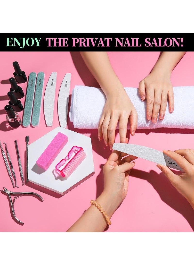 12 Piece Manicure Set, Nail Tools, Files 100/180, Buffer Block, Cuticle Nippers, Pusher, Peeler, Lifter for Ingrown Toenails, Toenail File, Care Kit, Pink. - Image 4