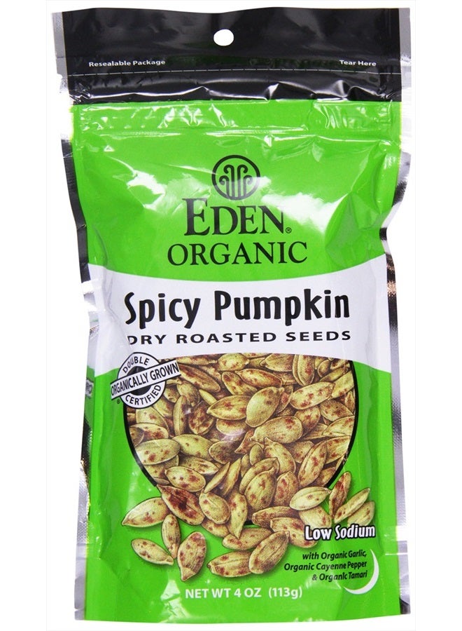 Eden Spicy Pumpkin Seeds Dry Roasted Organic 4 Ounce Pkg - Image 1