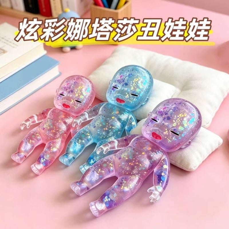 Natasha Little Black Doll Squishy Toy with Maltose and Colorful Glitter, Cute and Adorable Doll with Slow Rebound and Moldable Stress Relief Toy - Image 4