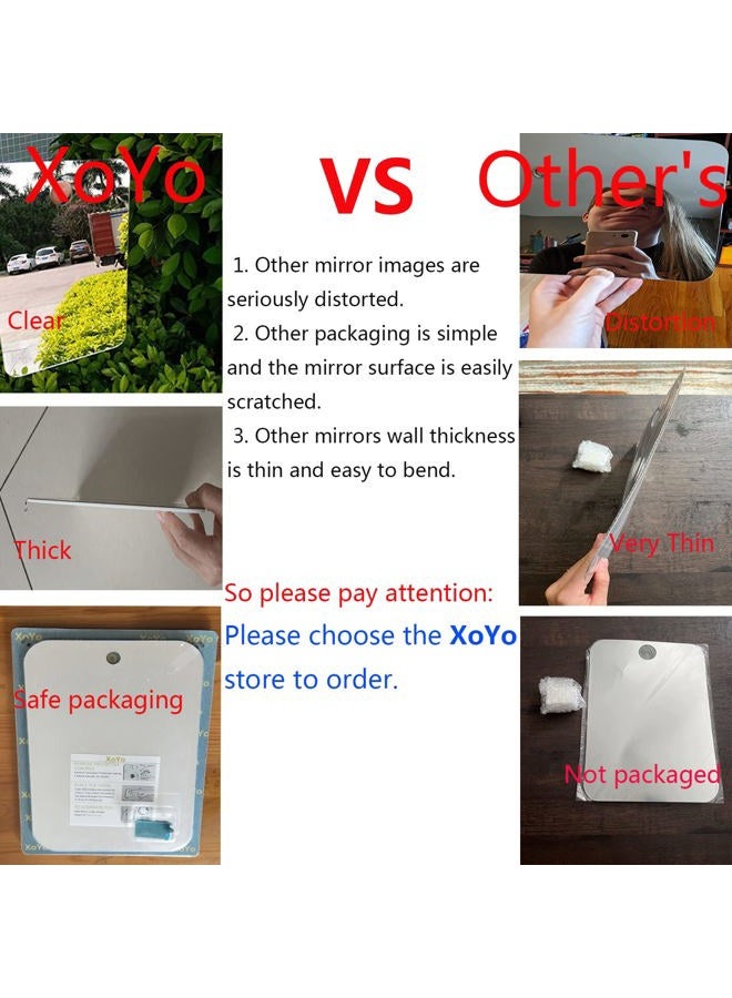 XOYO مرآة دش كبيرة خالية من الضباب (11 بوصة × 7.48 بوصة)، تشمل 1 خطاف لاصق، مرآة دش مضادة للضباب، مرآة مكياج للحلاقة في الدش، مرآة دش بدون إطار، مرآة معلقة على الحائط - Image 2