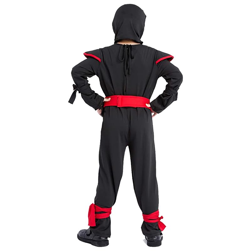 SATKULL Kids Ninja Costumes with Halloween Ninja Accessories Boys Dress up Best Gifts(kids-M-6/7T Black) - Image 4