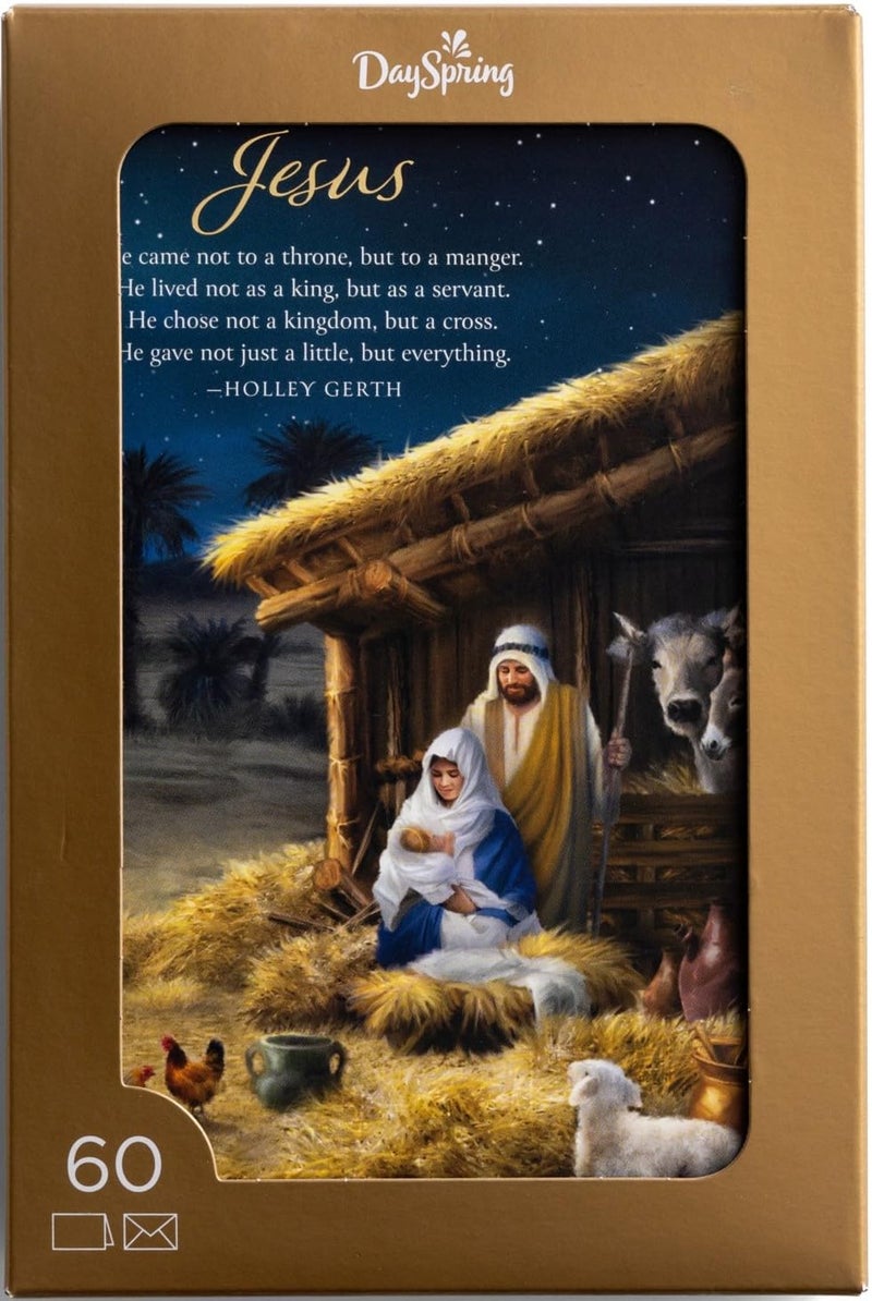 DaySpring The Christmas Story 4 Design Assortment with Scripture 60 Bulk Christmas Boxed Cards Envelopes J9695