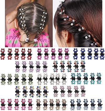 Songqee 65pcs Mini Claw Hair Clips Mix Colored Kids Hair Accessories for Girls Women Flower Hair Clips for Thin Hair Small Hair Claw Clips Metal Clamps Mini Hair Bangs Hair Pins - Image 1