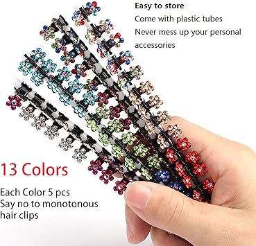 Songqee 65pcs Mini Claw Hair Clips Mix Colored Kids Hair Accessories for Girls Women Flower Hair Clips for Thin Hair Small Hair Claw Clips Metal Clamps Mini Hair Bangs Hair Pins - Image 3