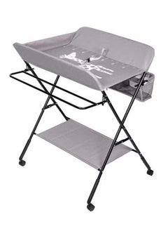 XiuWoo Multi-function Folding Baby Care Desk Diaper Mat Nursery Changing Table Adjustable Baby Care Desk With Wheels With Safety Belt Storage Basket Hanging Rack,Grey  - Image 3