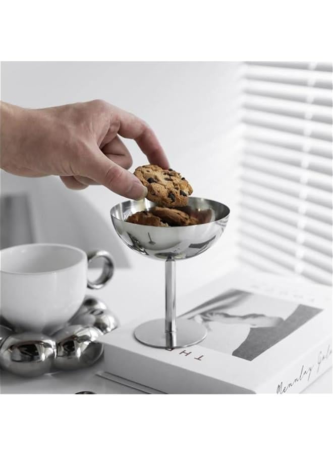 LIZEALUCKY Stainless Steel Ice Cream Goblet Cups Serving Dessert Dish Bowls for Salad Fruit Cereal Pudding for Home Hotel Restaurants Parties(Tall) - Image 2