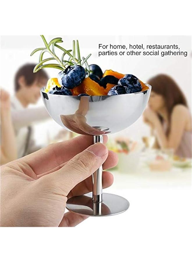 LIZEALUCKY Stainless Steel Ice Cream Goblet Cups Serving Dessert Dish Bowls for Salad Fruit Cereal Pudding for Home Hotel Restaurants Parties(Tall) - Image 3