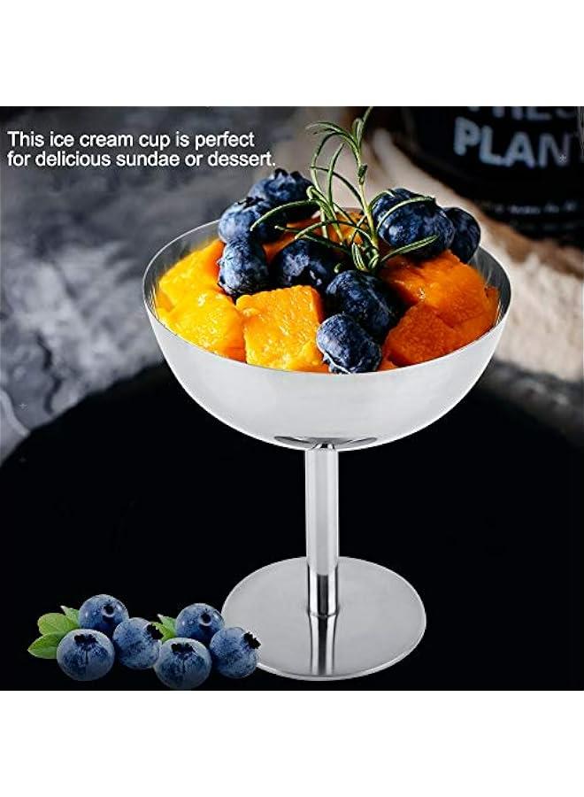 LIZEALUCKY Stainless Steel Ice Cream Goblet Cups Serving Dessert Dish Bowls for Salad Fruit Cereal Pudding for Home Hotel Restaurants Parties(Tall) - Image 4