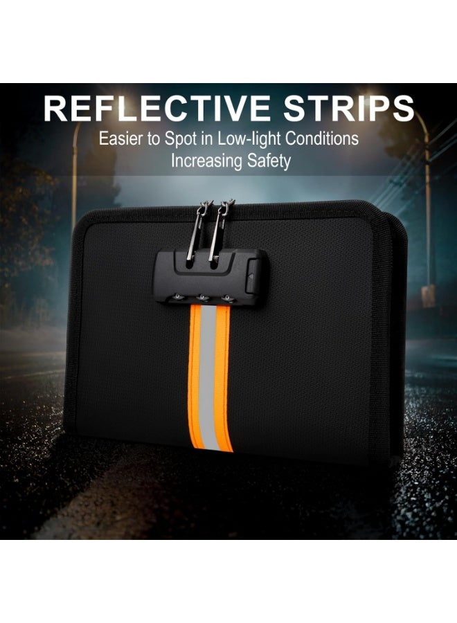 Fireproof Document Bag with Lock, Black, Small - Image 4