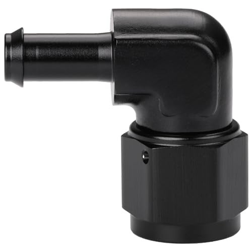 Podavelle 8AN Female to 38 Barb 90 Degree Hose Fitting Adapter Swivel Aluminum Black - Image 1