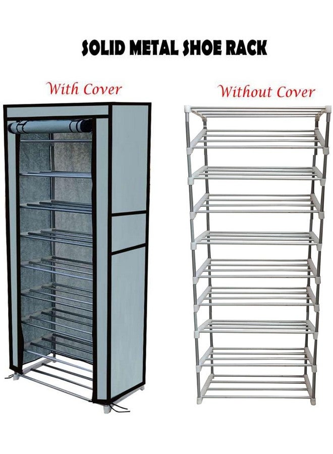 SANAMSTORE® Multipurpose Rustproof Metal Shoe Rack | Foldable Wide Storage Rack for Home & Office (9 Layer)(Grey), Cm - Image 2