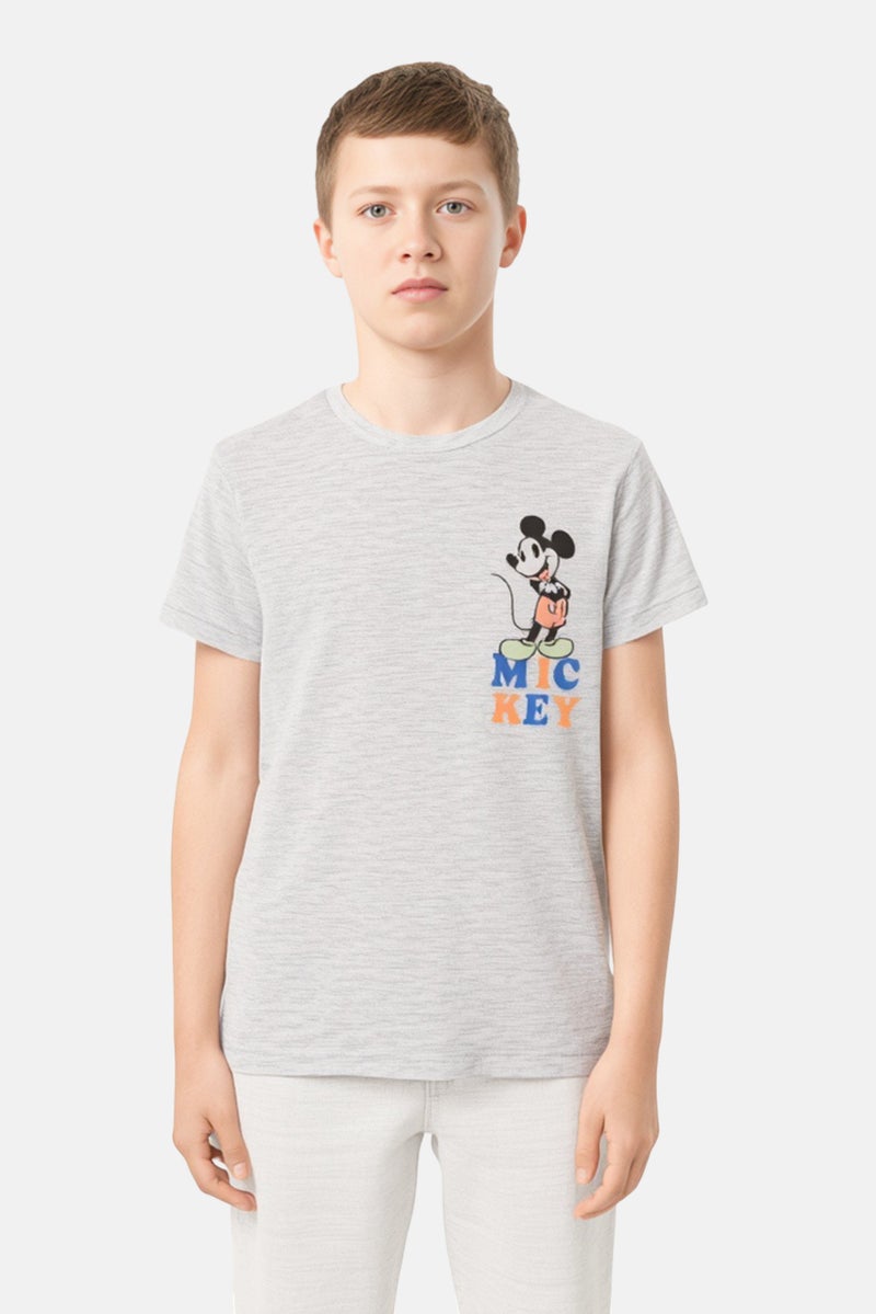 Disney Kids Boy Mickey And Friends Graphic Print T-Shirt, Grey - Image 1