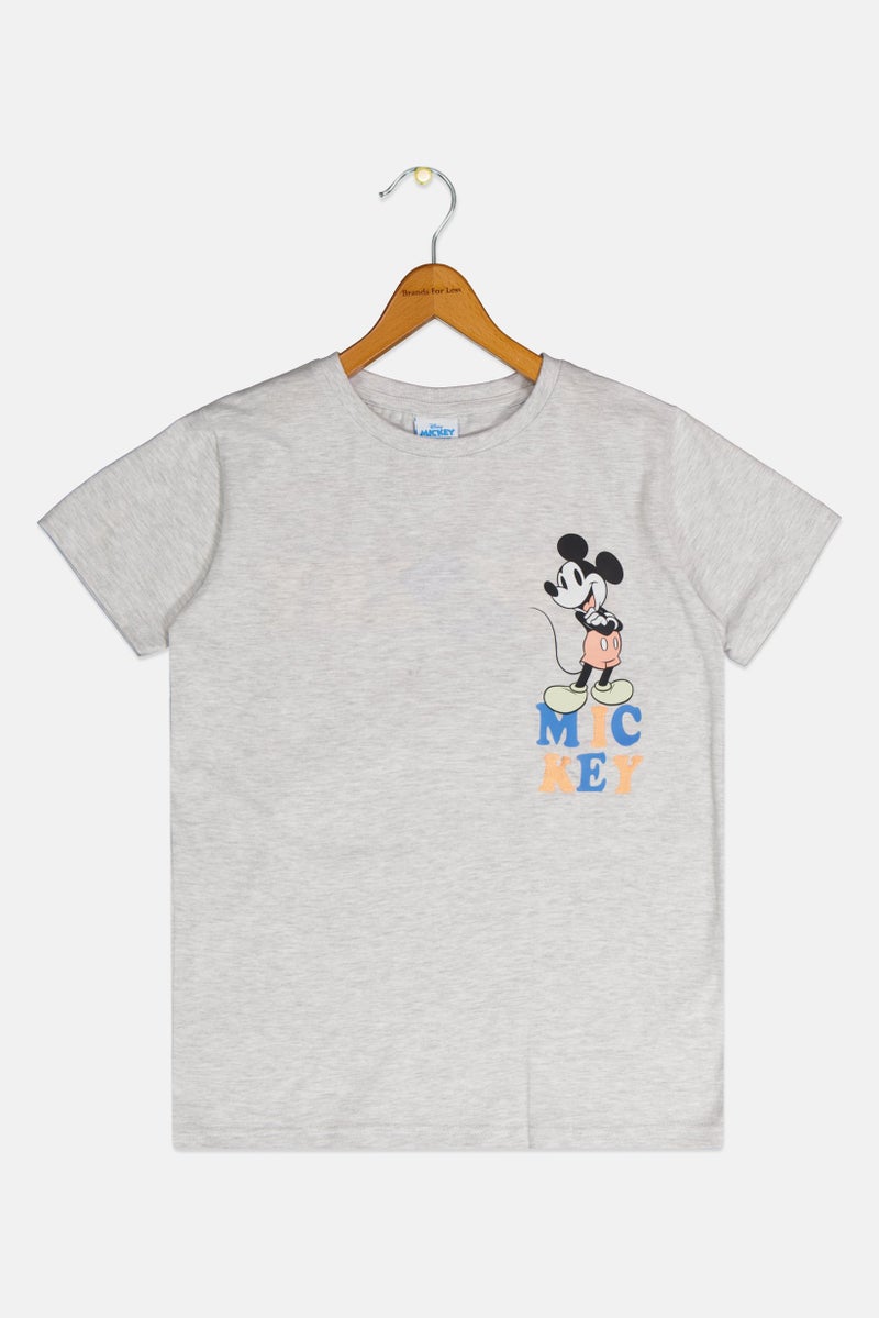 Disney Kids Boy Mickey And Friends Graphic Print T-Shirt, Grey - Image 3