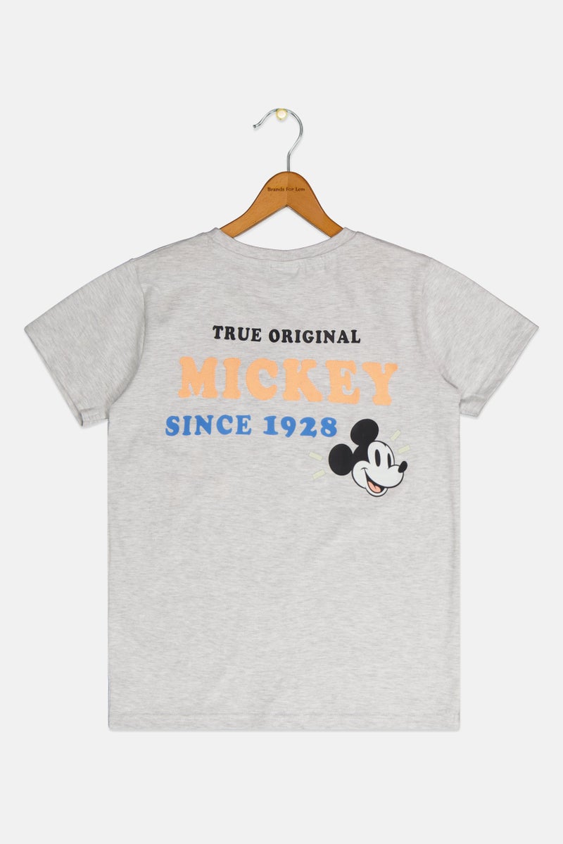 Disney Kids Boy Mickey And Friends Graphic Print T-Shirt, Grey - Image 2