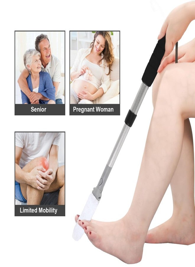 EASACE Toe Cleaning Brush 15.8-22.8in Foot Scrubber in Shower with Long Handle with 4 Reusable Drying Covers, Long- Handled Toe Lotion Applicator for Seniors,Elderly, Disabled Men and Women - Image 3