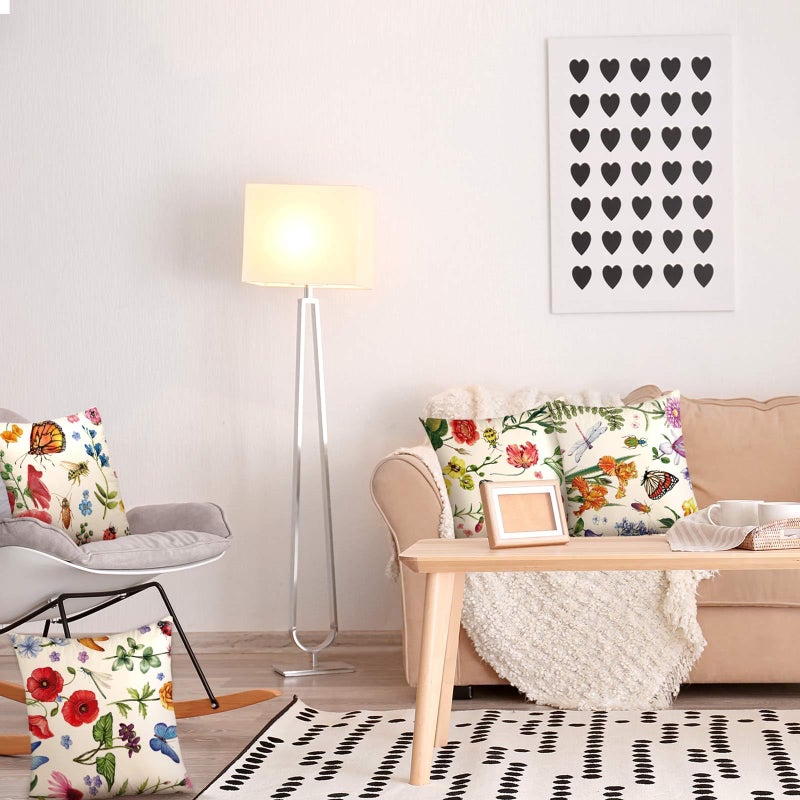 Mindsoft 9 PCS في الهواء الطلق الفناء في الهواء الطلق أغطية وسادة رمي الأزهار البرية 18 × 18 حديقة الصيف الأزهار وسادة الأغطية ديكور المزرعة لأثاث مقعد كرسي تغطية وسادة تزيين - Image 4