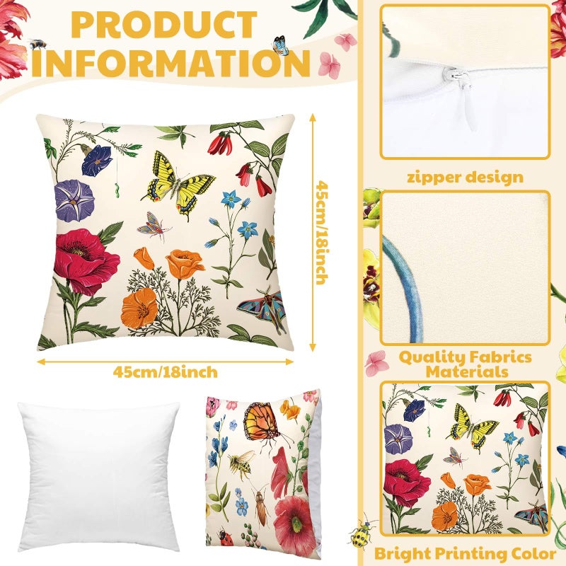 Mindsoft 9 PCS في الهواء الطلق الفناء في الهواء الطلق أغطية وسادة رمي الأزهار البرية 18 × 18 حديقة الصيف الأزهار وسادة الأغطية ديكور المزرعة لأثاث مقعد كرسي تغطية وسادة تزيين - Image 3