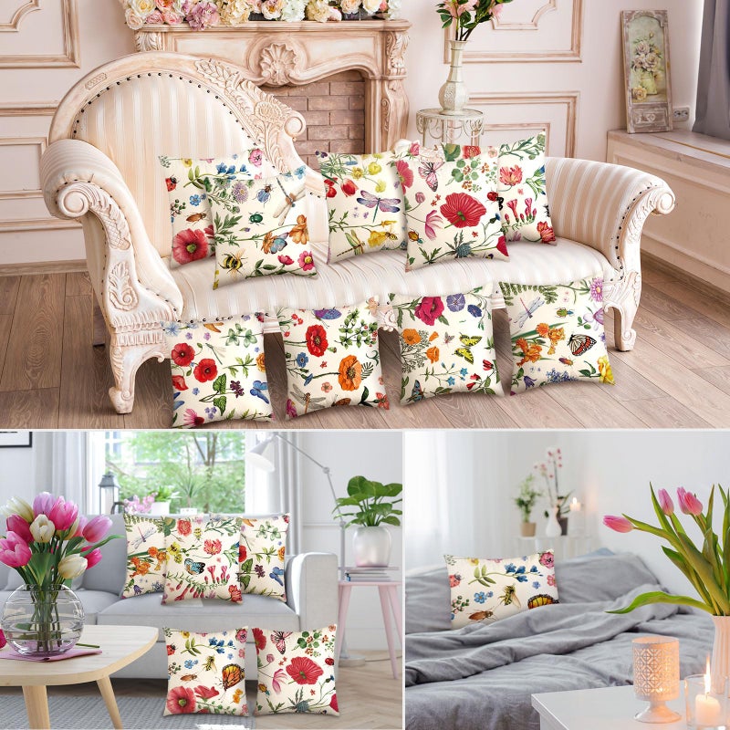 Mindsoft 9 PCS في الهواء الطلق الفناء في الهواء الطلق أغطية وسادة رمي الأزهار البرية 18 × 18 حديقة الصيف الأزهار وسادة الأغطية ديكور المزرعة لأثاث مقعد كرسي تغطية وسادة تزيين - Image 5