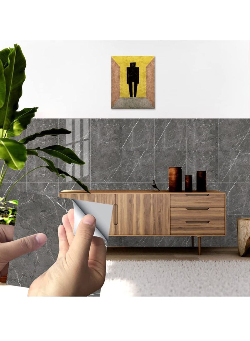 سيوسي ملصقات من البلاط رخام 12 بوصة × 12 بوصة جدار ذاتي اللصق قشرة أرضية من الفينيل ولصق طفلي سهل حجرة مطبخ زخرفية ديكور منزلي 8 قطع (رمادي 1) - Image 1