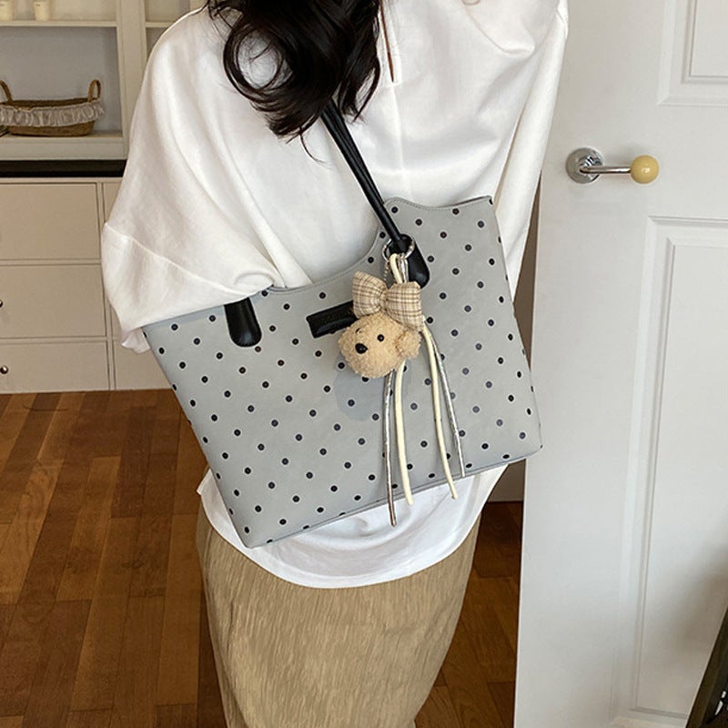 2026 New Fashion Large Capacity Polka Dot Tote Bag Luxury Casual Shoulder Bag - Image 1