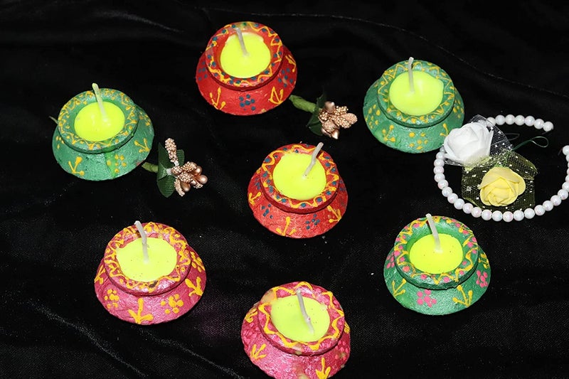 NRSON ® Decorative Traditional Terracotta MATKI Diya Deepak for Diwali Navratri Festival PUJA (Set of 40, Multicolor) - Image 3