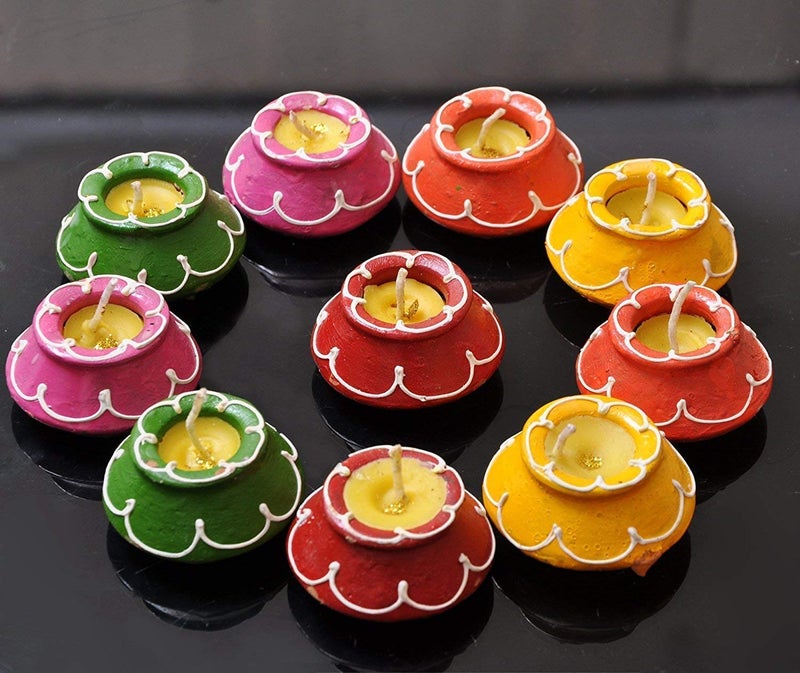 NRSON ® Decorative Traditional Terracotta MATKI Diya Deepak for Diwali Navratri Festival PUJA (Set of 40, Multicolor) - Image 4