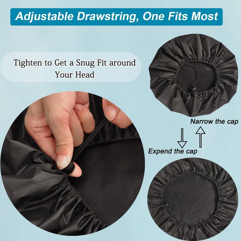 Sheomern 3 Pcs Super Jumbo Adjustable Satin Lined Shower Caps for Long Hair & Braids, Extra Large Shower Cap for Women & Men, Reusable XL with Waterproof Edge for Dreadlocks, Locs (Black) - Image 5