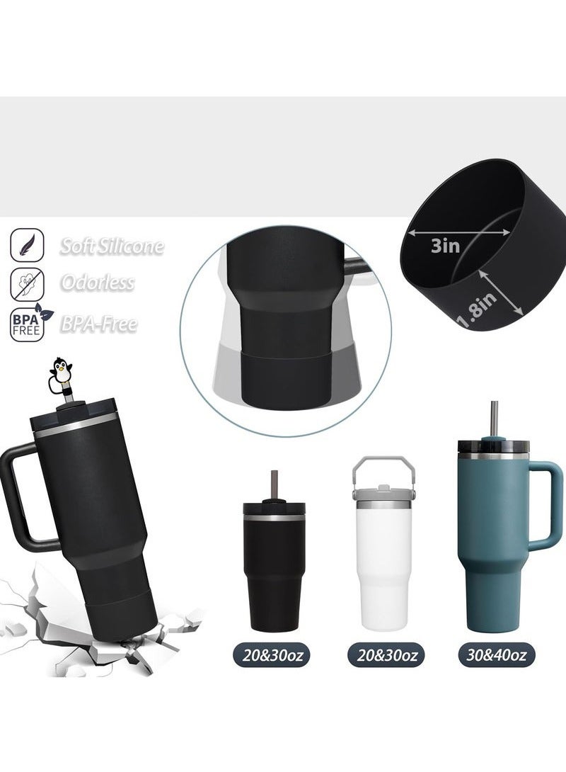 Stanley Cup Accessories Set Including 6 Pcs Silicone Spill Proof Stopper, 2 Pcs Straw Cover Cap for 9-10 mm Straws, 1 Pcs Silicone Boot for Stanley Cup Stanley 40oz & 30oz Tumbler (BLACK)  - Image 4