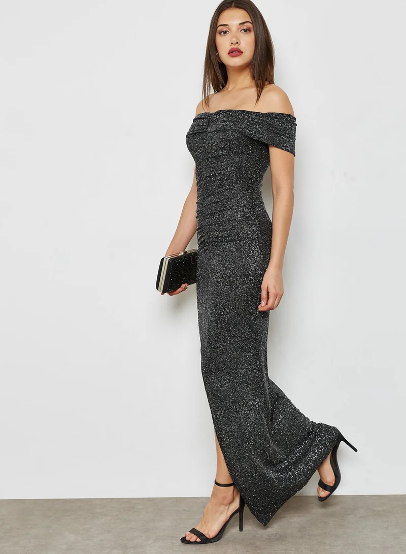 QUIZ Front Split Bardot Bodycon Dress