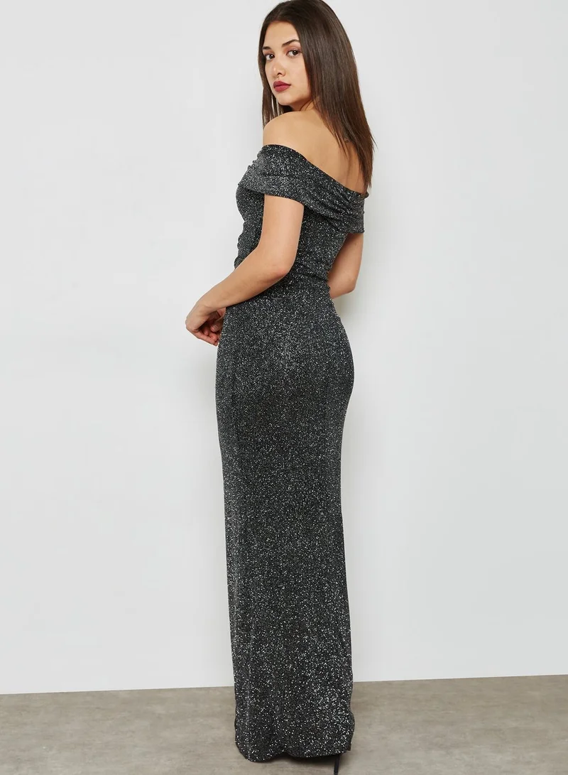 QUIZ Front Split Bardot Bodycon Dress