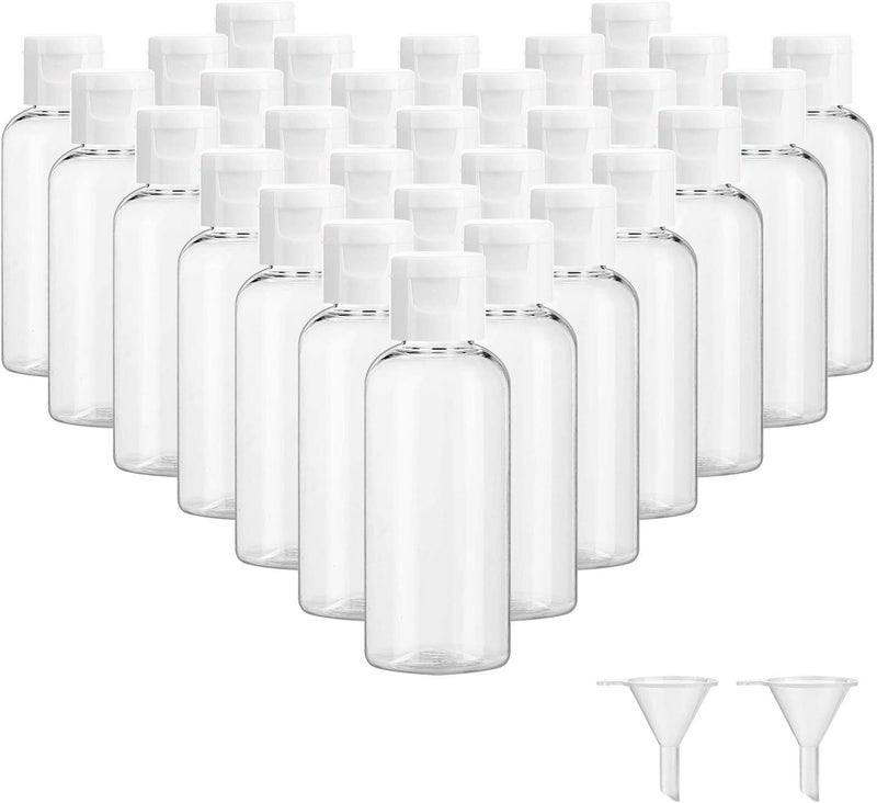 Dabacc 30 Pcs 2 oz Clear Plastic Empty Bottles with Flip Cap for Travel Size Liquids - Image 1