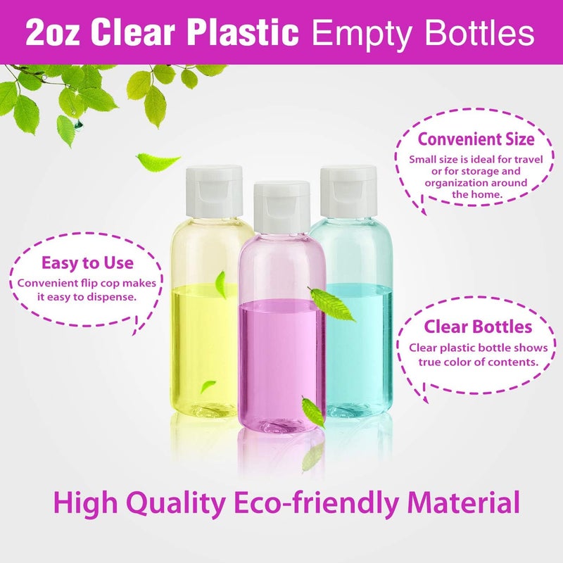 Dabacc 30 Pcs 2 oz Clear Plastic Empty Bottles with Flip Cap for Travel Size Liquids - Image 5