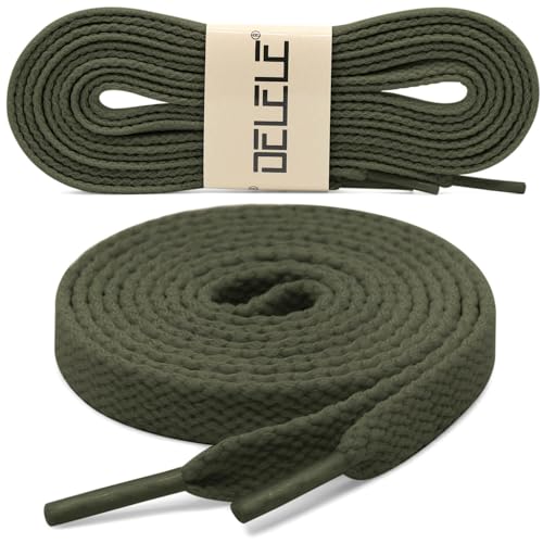 DELELE 2 Pair 24 inch Flat Shoe laces 5/16" Wide Shoelaces for Athletic Running Sneakers Shoes Boot Strings Army Green - Image 2
