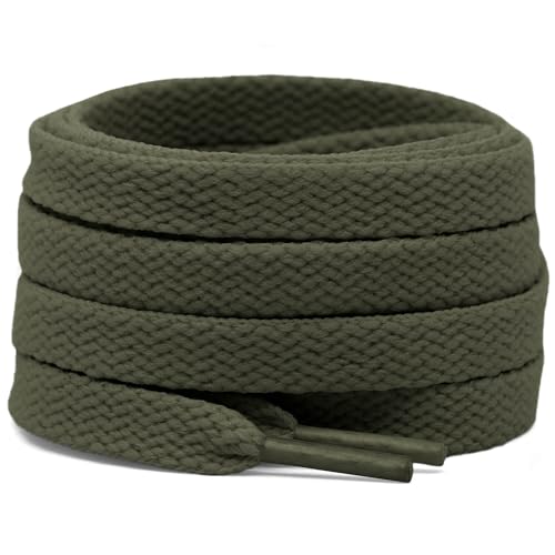 DELELE 2 Pair 24 inch Flat Shoe laces 5/16" Wide Shoelaces for Athletic Running Sneakers Shoes Boot Strings Army Green - Image 1